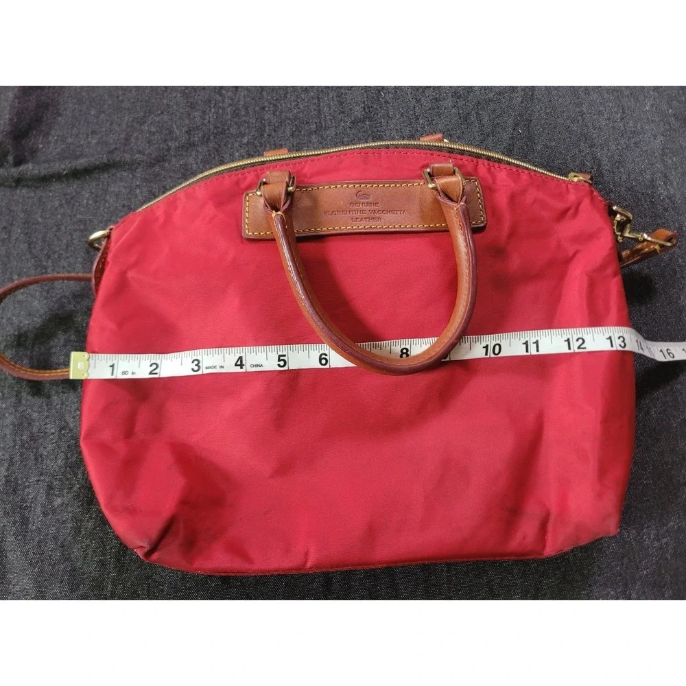 VTG Y2k Dooney & Bourke Satchel Purse Handbag Red Leather Florentine Nylon